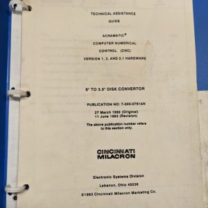 Cincinnati Milacron Technical Manual Arcaread Guide Cnc 1 2.1 8” To 3.5” Convert