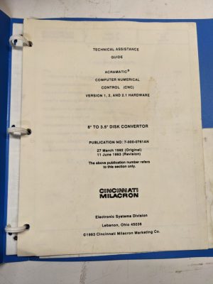 Cincinnati Milacron Technical Manual Arcaread Guide Cnc 1 2.1 8” To 3.5” Convert
