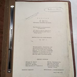 Norton Instruction Manual Parts List Book 12 14 Grinder U-4 Lu-4 1017-3