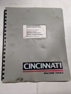 Cincinnati Instruction Manual Service Repair Part List 271 272 Gagematic