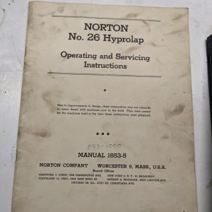 Norton Operating Service Instruction Manual 1853-5 No 26 Hyprolap Parts List