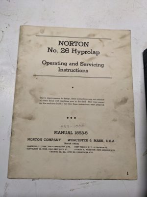Norton Operating Service Instruction Manual 1853-5 No 26 Hyprolap Parts List