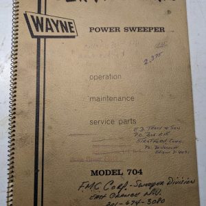 Wayne Power Sweeper Model 704 Operator Service Manual Parts List Shop Book