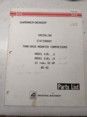 Gardner Denver Greenline Ejb Air Compressor _A _B 1990 Parts List Book Manual