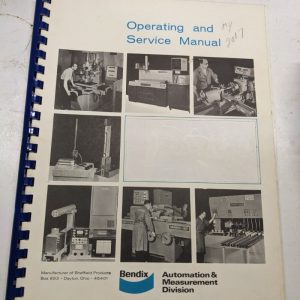 Bendix Operating Service Manual Sheffield Model 110 Crushtrue Grinder Book