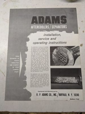 Adams Aftercoolers Separators Install Operator Service Manual Instructions