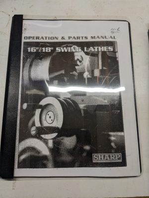 Sharp Operations Parts List Book Manual Service 16 18 Swing Lathes Photocopy