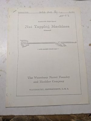 Waterbury Farrel Nut Tapping Machines Sales Brochure Catalog Features Specs Copy