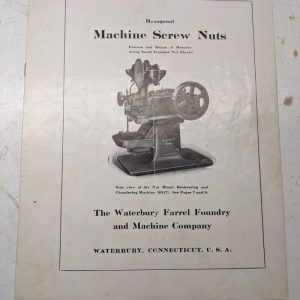 Waterbury Farrel Machine Screw Nuts Hexagonal Sales Brochure Catalog Specs