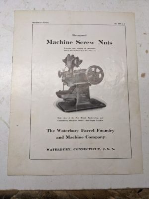 Waterbury Farrel Machine Screw Nuts Hexagonal Sales Brochure Catalog Specs