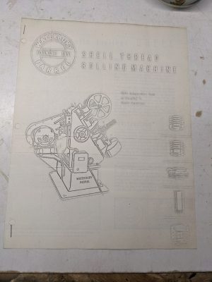 Waterbury Farrel Shell Thread Rolling Machine Sales Brochure Catalog Copy