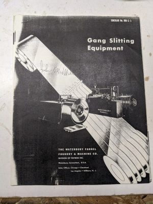 Waterbury Farrel Gang Slitting Equipment Sales Brochure Catalog Copy 898-S-3