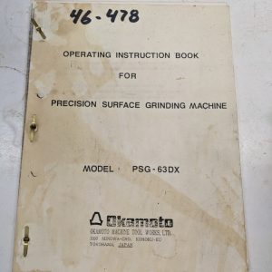 Okamoto Instruction Manual Psg 63 Dx Operation Maintenance Service Book