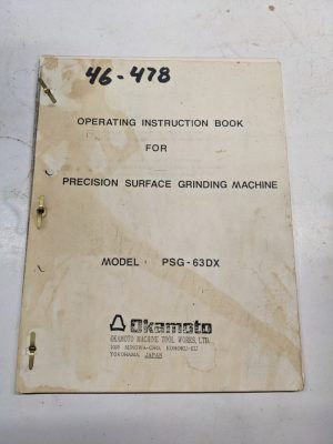 Okamoto Instruction Manual Psg 63 Dx Operation Maintenance Service Book