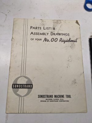 Sundstrand Parts List Book Manual Assembly Drawings No 00 Rigidmil 1945 Machine