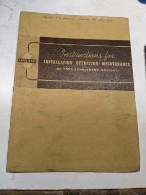 Sundstrand Instruction Operation Manual Drawings No 00 Rigidmil Maintenance