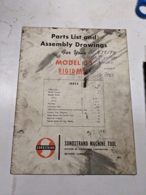 Sundstrand Parts List Book Manual Assembly Drawings No 33 Rigidmil Machine