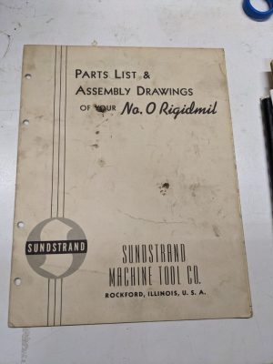 Sundstrand Parts List Book Manual Assembly Drawings No 0 Rigidmil Machine