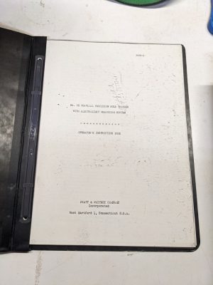 Pratt & Whitney Operator Manual No 2R Hole Grinder Eletrolimit Instruction Book