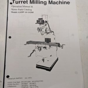 Turret Milling Machine Operation Manual Spare Parts List Book Catalog Gs20V F