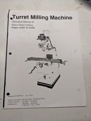 Turret Milling Machine Operation Manual Spare Parts List Book Catalog Gs20V F