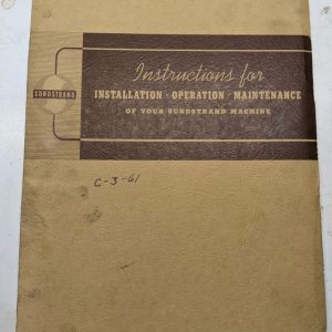 Sundstrand Installation Instruction Operation Manual C 2 3 4 5 Maintenance