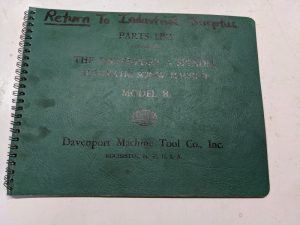 Davenport Parts List Book Catalog Manual 5 Spindle Screw Machine Model B