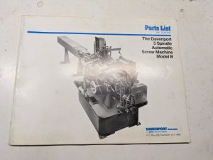 Davenport Parts List Book Catalog Manual 5 Spindle Screw Machine Model B 1987
