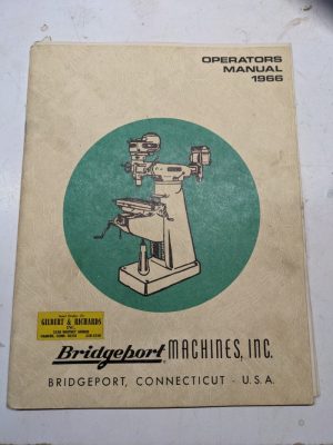 Bridgeport Operators Manual Setup Parts List Machine 1966 J Series Book Catalog