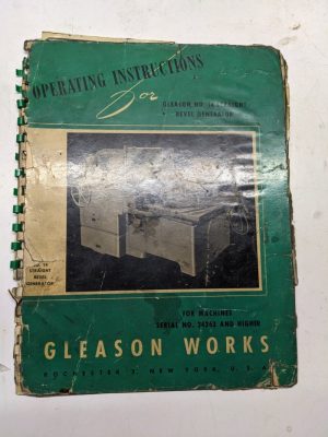 Gleason Works Operation Instruction Manual No 14 Straight Bevel Generator