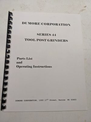 Dumore Series 44 Parts List Manual Operating Instruction Grinder 8473 8490 8-81
