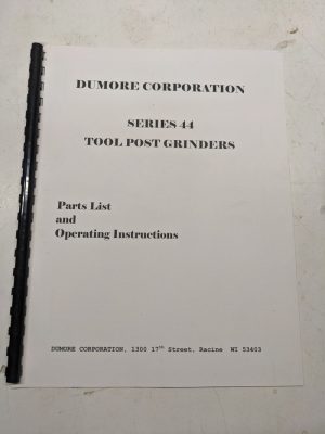 Dumore Series 44 Parts List Manual Operating Instruction Grinder 44-011 061 8-81