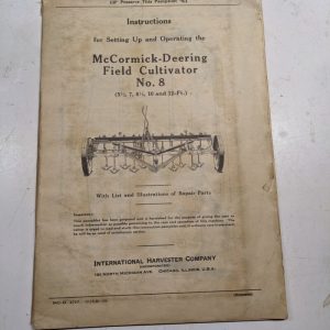 International Harvester Ih Mccormick Manual Installation Cultivator No 8 1939