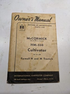 International Harvester Ih Owners Manual Part List Mccormick Hm-250 Cultivator