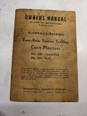 International Ih Owners Manual Part List Corn Planter 230 231 Mccormick
