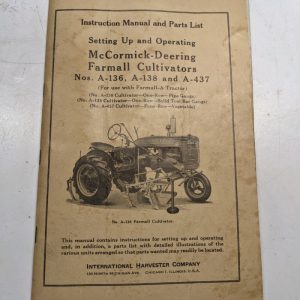 International Harvester Ih Mccormick Manual Parts List Cultivator A-136 437