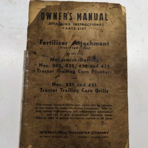 International Harvester Ih Mccormick Manual Parts List Fertilizer 230 430 432