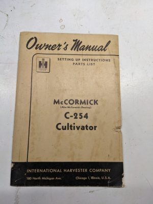 International Ih Mccormick Owner Manual Parts List C-254 Cultivator Instruction