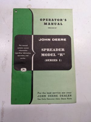John Deere Jd Operators Manual Spreader Model R Series 1 Om-C40-157 Service