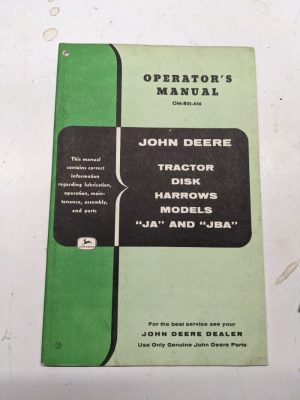 John Deere Jd Operators Manual Service Parts List Ja Jba Disk Harrows Om-B22-856