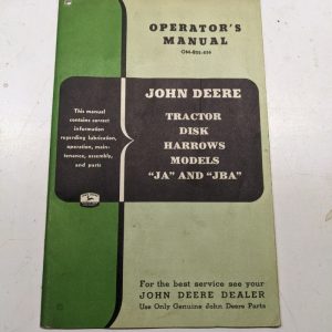 John Deere Jd Operators Manual Service Parts List Om-B22-856 Ja Jba Disk Harrows
