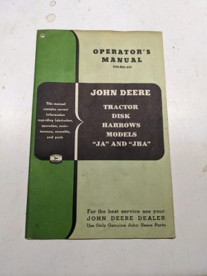 John Deere Jd Operators Manual Service Parts List Om-B22-856 Ja Jba Disk Harrows