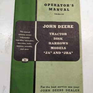 John Deere Jd Operators Manual Service Parts List Om-B22-252 Ja Jba Disk Harrows