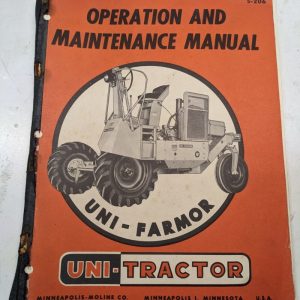 Minneapolis Moline Mm Operation Maintenance Manual Uni Tractor S-206 1955 Book