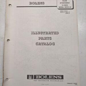 Bolens Repair Parts Book Catalog List 33" Tiller Attachment 18090-01 Model