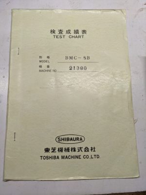 Toshiba Machine Test Chart Bmc-8B 21390 Shibaura 1980 Information Reference Vmc