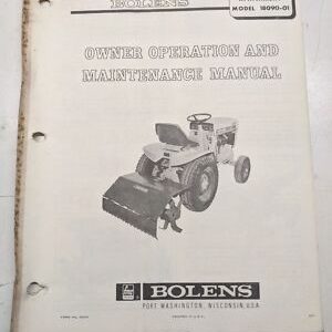 Bolens Oem Book Safety Operation Instruction Owner Manual 33" Tiller 18090-01