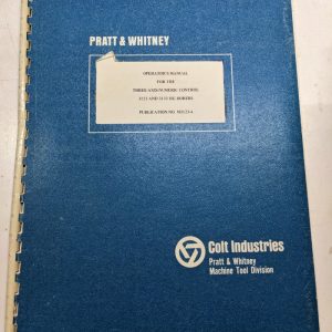 Pratt & Whitney Instruction Manual Operation Cnc 3123 3133 Jig Borer 1968 M3123
