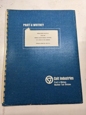 Pratt & Whitney Instruction Manual Operation Cnc 3123 3133 Jig Borer 1968 M3123