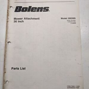 Bolens Repair Parts Book Catalog List 36" Mower Attachment 30036S Model